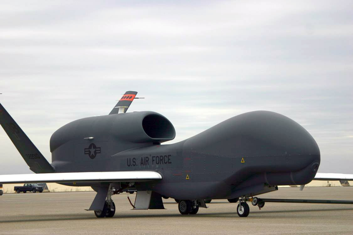 BEALE AIR FORCE BASE, Calif. -- The Global Hawk Unmanned Aerial Vehicle is used to provide Air Force and joint battlefield commanders near real-time, high-resolution intelligence, surveillance and reconnaissance imagery. The 12th Reconnaissance Squadron here is the home unit for the Global Hawk mission. (U.S. Air Force by Staff Sgt. Timothy Jenkins)