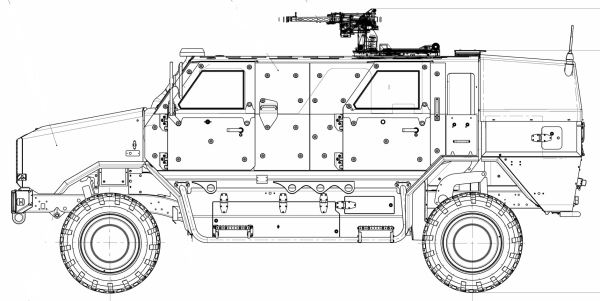 DINGO 2 Dingo_2_Krauss_Maffei_Wegmann_wheeled_armoured_vehicle_personnel_carrier_Germany_German_Army_Line_drawing_blueprint_001